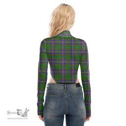 Scottish Strange of Balkaskie Clan Tartan Womens Turtleneck High Cut Bodysuit Stretchy Jumpsuit