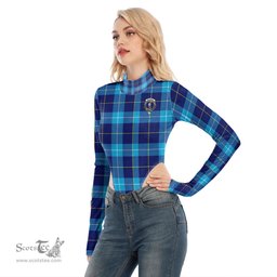 Scottish McKerrell Clan Crest Tartan Womens Turtleneck High Cut Bodysuit Stretchy Jumpsuit