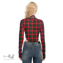 Scottish Roxburgh District Clan Tartan Womens Turtleneck High Cut Bodysuit Stretchy Jumpsuit