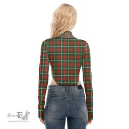Scottish Princess Margaret Clan Tartan Womens Turtleneck High Cut Bodysuit Stretchy Jumpsuit