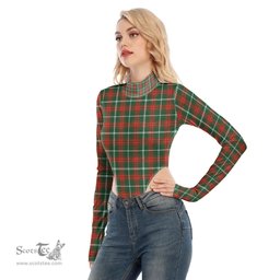 Scottish Princess Margaret Clan Tartan Womens Turtleneck High Cut Bodysuit Stretchy Jumpsuit