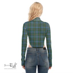 Scottish Ogilvie Hunting Ancient Clan Crest Tartan Womens Turtleneck High Cut Bodysuit Stretchy Jumpsuit