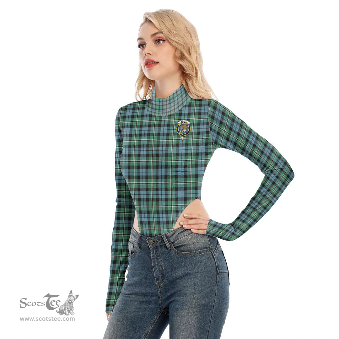 Scottish Melville Clan Crest Tartan Womens Turtleneck High Cut Bodysuit Stretchy Jumpsuit