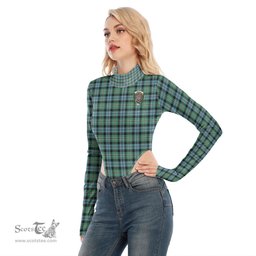 Scottish Melville Clan Crest Tartan Womens Turtleneck High Cut Bodysuit Stretchy Jumpsuit