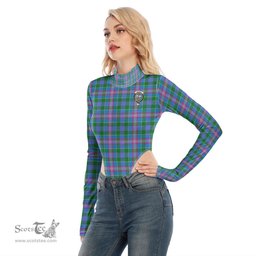 Scottish Ralston Clan Crest Tartan Womens Turtleneck High Cut Bodysuit Stretchy Jumpsuit
