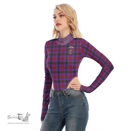 Scottish Montgomery Modern Clan Crest Tartan Womens Turtleneck High Cut Bodysuit Stretchy Jumpsuit