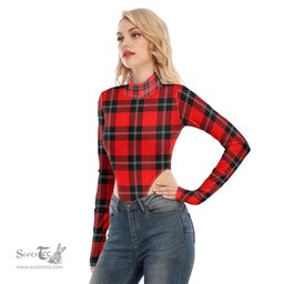 Scottish Ramsay Modern Clan Tartan Womens Turtleneck High Cut Bodysuit Stretchy Jumpsuit