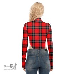 Scottish Ramsay Modern Clan Tartan Womens Turtleneck High Cut Bodysuit Stretchy Jumpsuit