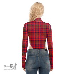 Scottish Murray of Tulloch Modern Clan Tartan Womens Turtleneck High Cut Bodysuit Stretchy Jumpsuit