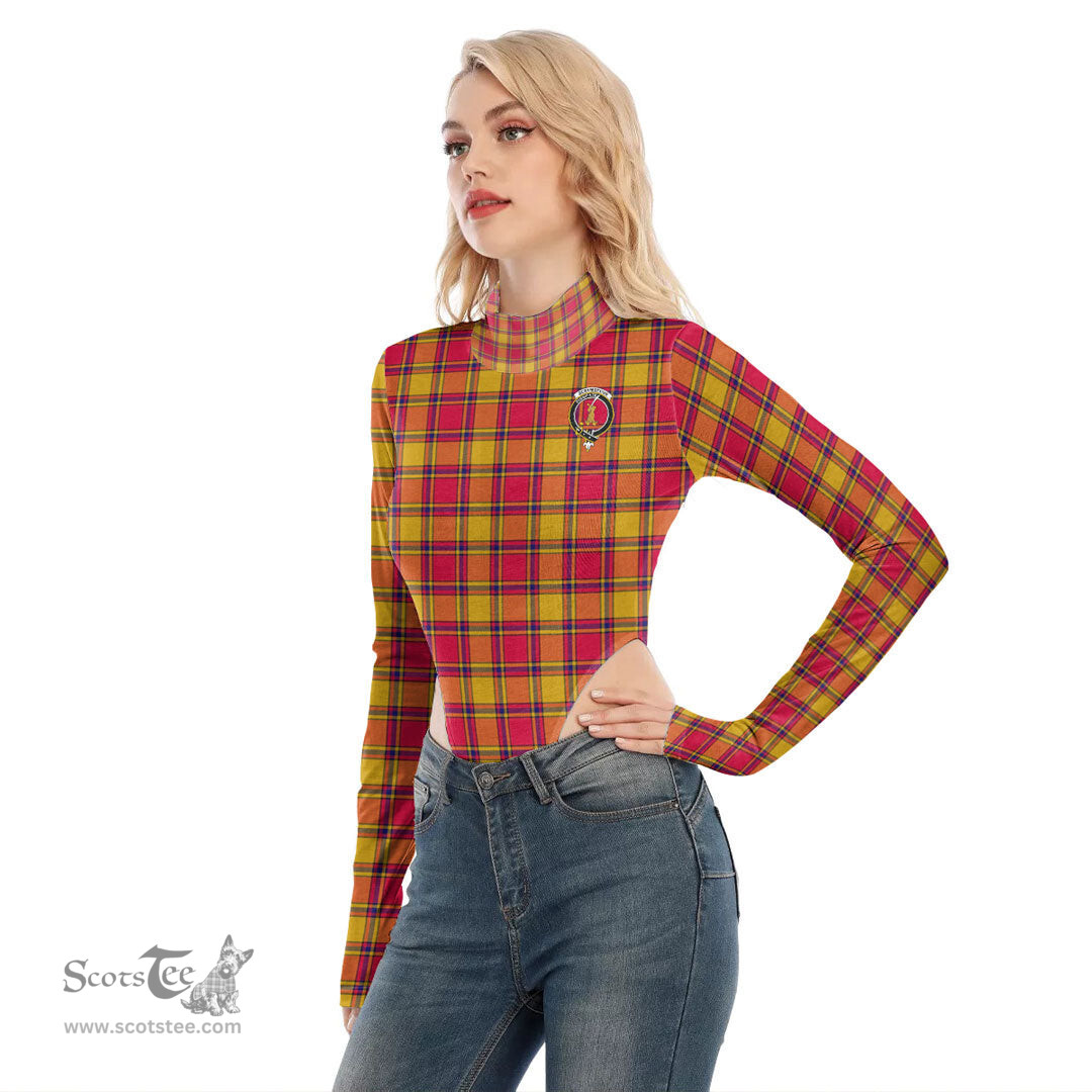Scottish Scrymgeour Clan Crest Tartan Womens Turtleneck High Cut Bodysuit Stretchy Jumpsuit