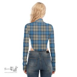 Scottish Napier Ancient Clan Tartan Womens Turtleneck High Cut Bodysuit Stretchy Jumpsuit