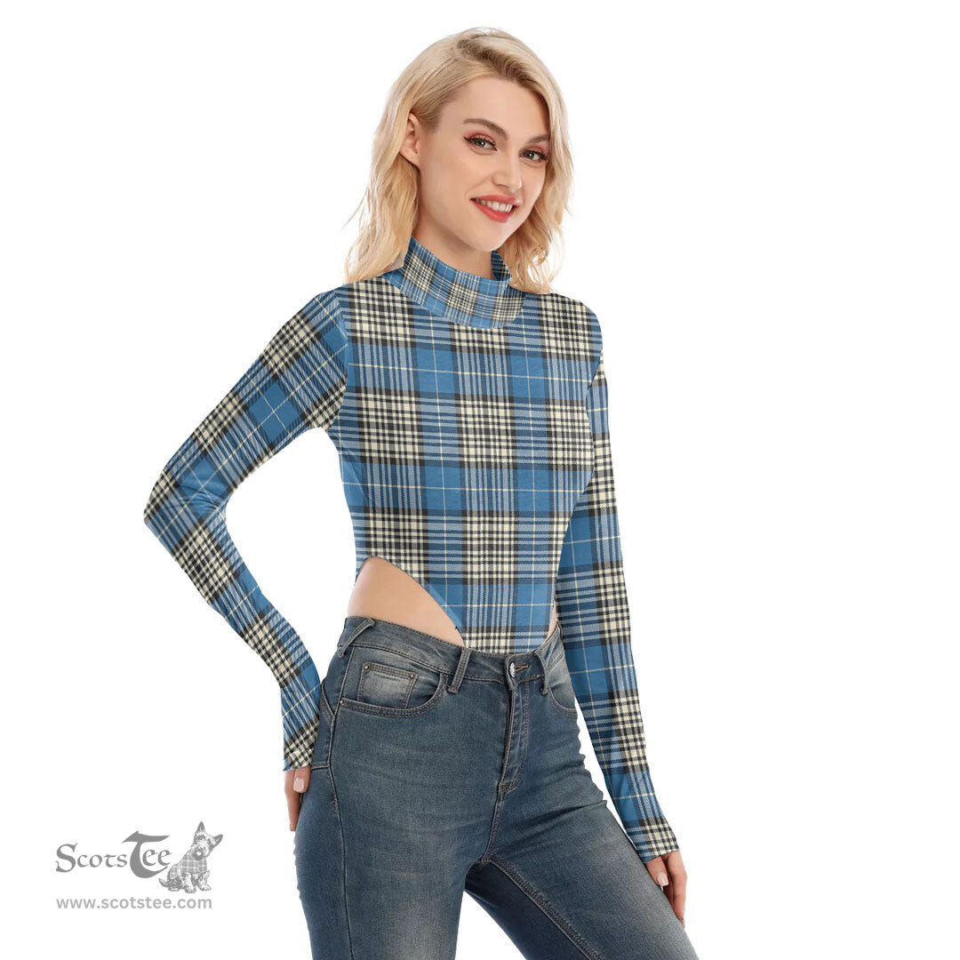 Scottish Napier Ancient Clan Tartan Womens Turtleneck High Cut Bodysuit Stretchy Jumpsuit