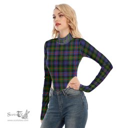 Scottish Murray of Atholl Modern Clan Tartan Womens Turtleneck High Cut Bodysuit Stretchy Jumpsuit