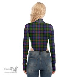 Scottish Murray of Atholl Modern Clan Tartan Womens Turtleneck High Cut Bodysuit Stretchy Jumpsuit