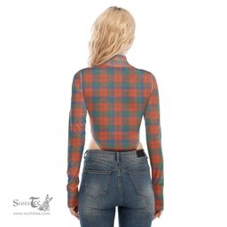 Scottish Robertson Ancient Clan Tartan Womens Turtleneck High Cut Bodysuit Stretchy Jumpsuit