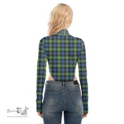 Scottish Watson Ancient Clan Crest Tartan Womens Turtleneck High Cut Bodysuit Stretchy Jumpsuit