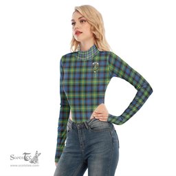 Scottish Watson Ancient Clan Crest Tartan Womens Turtleneck High Cut Bodysuit Stretchy Jumpsuit
