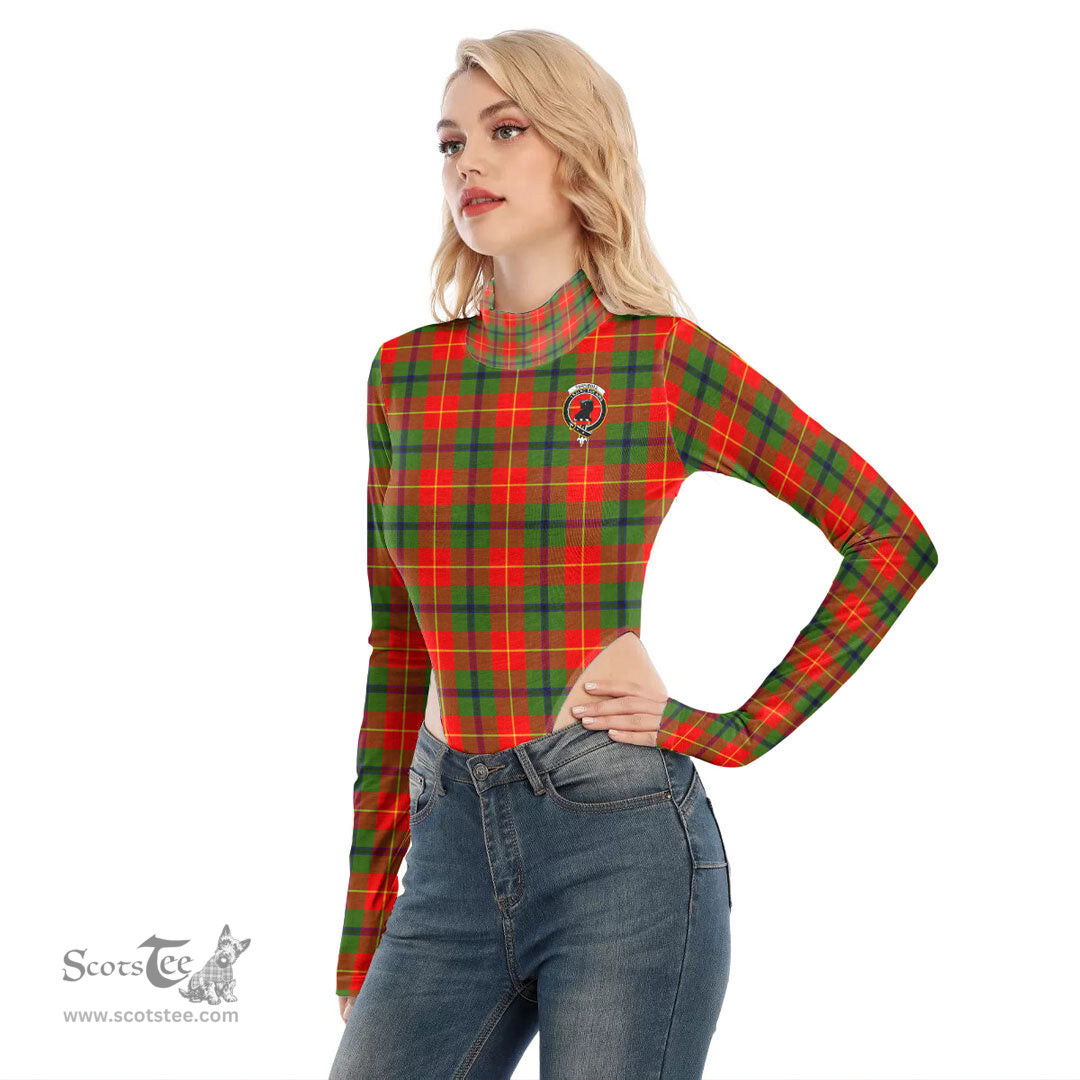 Scottish Turnbull Dress Clan Crest Tartan Womens Turtleneck High Cut Bodysuit Stretchy Jumpsuit