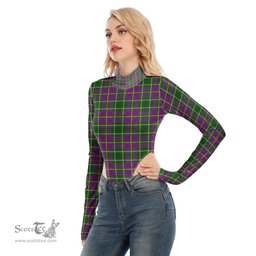 Scottish Taylor Clan Tartan Womens Turtleneck High Cut Bodysuit Stretchy Jumpsuit