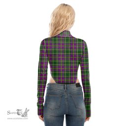 Scottish Taylor Clan Tartan Womens Turtleneck High Cut Bodysuit Stretchy Jumpsuit