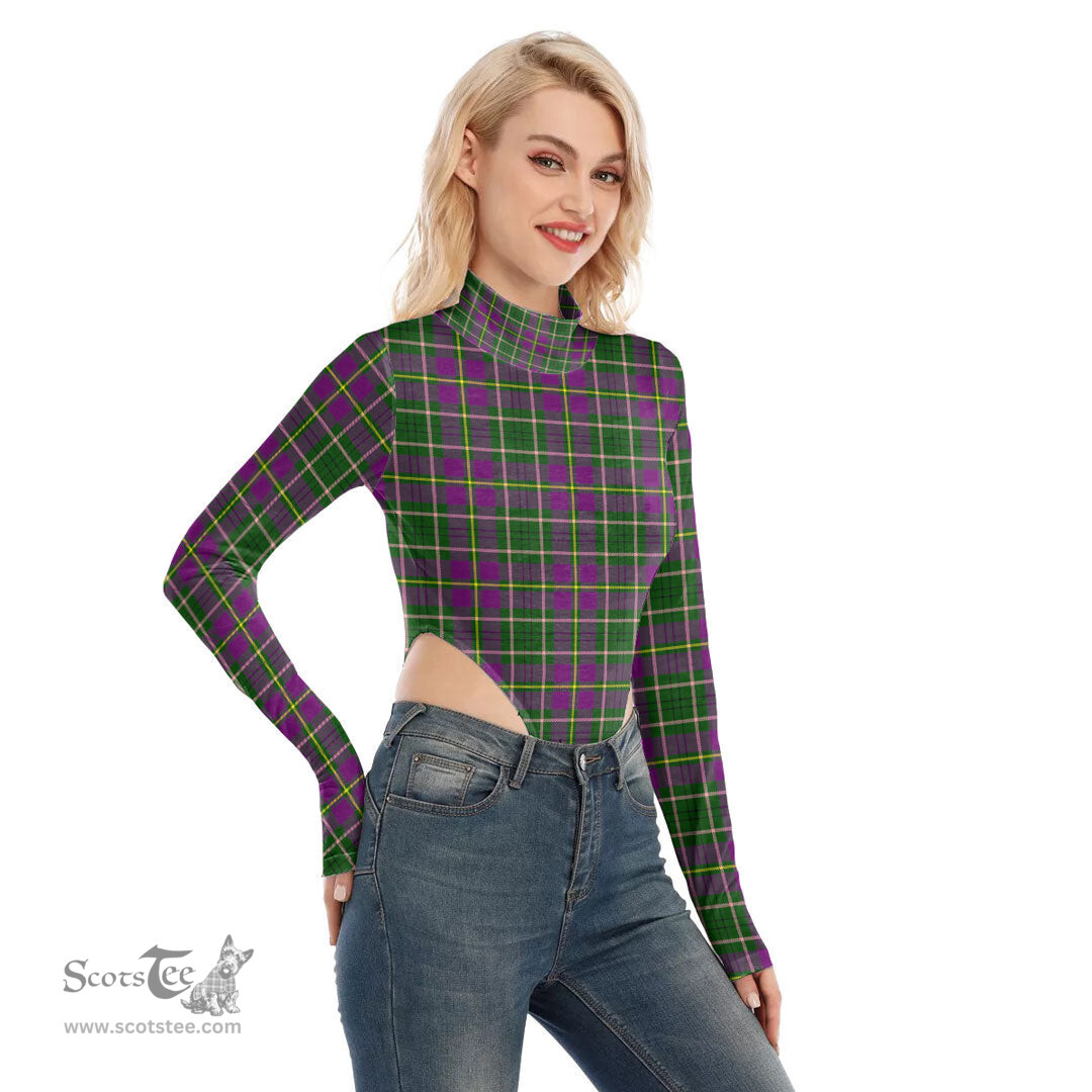 Scottish Taylor Clan Tartan Womens Turtleneck High Cut Bodysuit Stretchy Jumpsuit