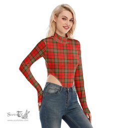 Scottish SCOTT MODERN Clan Tartan Womens Turtleneck High Cut Bodysuit Stretchy Jumpsuit