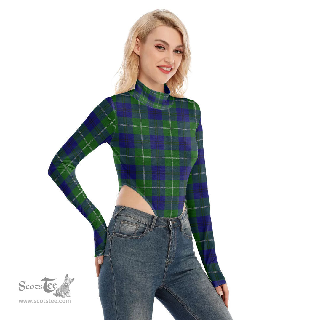 Scottish Oliphant Modern Clan Tartan Womens Turtleneck High Cut Bodysuit Stretchy Jumpsuit