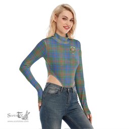 Scottish Stewart of Appin Hunting Ancient Clan Crest Tartan Womens Turtleneck High Cut Bodysuit Stretchy Jumpsuit