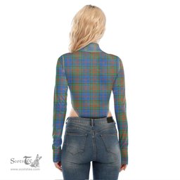 Scottish Stewart of Appin Hunting Ancient Clan Crest Tartan Womens Turtleneck High Cut Bodysuit Stretchy Jumpsuit