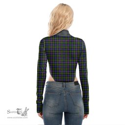 Scottish Murray of Atholl Modern Clan Crest Tartan Womens Turtleneck High Cut Bodysuit Stretchy Jumpsuit