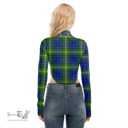 Scottish Maitland Clan Crest Tartan Womens Turtleneck High Cut Bodysuit Stretchy Jumpsuit