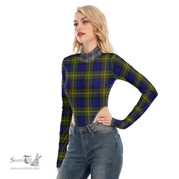 Scottish More Muir Clan Tartan Womens Turtleneck High Cut Bodysuit Stretchy Jumpsuit