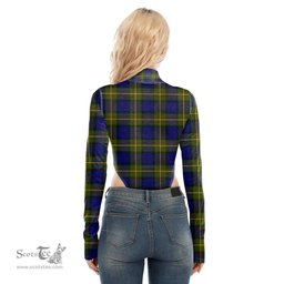 Scottish More Muir Clan Tartan Womens Turtleneck High Cut Bodysuit Stretchy Jumpsuit