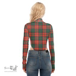 Scottish Stewart of Appin Ancient Clan Tartan Womens Turtleneck High Cut Bodysuit Stretchy Jumpsuit
