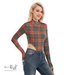 Scottish Stewart of Appin Ancient Clan Tartan Womens Turtleneck High Cut Bodysuit Stretchy Jumpsuit