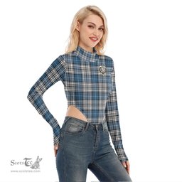Scottish Napier Modern Clan Crest Tartan Womens Turtleneck High Cut Bodysuit Stretchy Jumpsuit