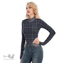 Scottish Rose Hunting Modern Clan Tartan Womens Turtleneck High Cut Bodysuit Stretchy Jumpsuit