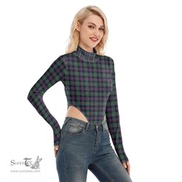 Scottish Rose Hunting Modern Clan Tartan Womens Turtleneck High Cut Bodysuit Stretchy Jumpsuit