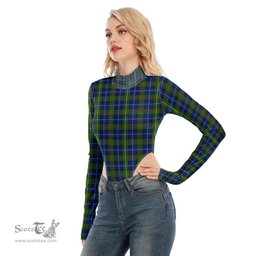Scottish Smith Modern Clan Tartan Womens Turtleneck High Cut Bodysuit Stretchy Jumpsuit