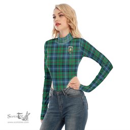 Scottish Urquhart Ancient Clan Crest Tartan Womens Turtleneck High Cut Bodysuit Stretchy Jumpsuit