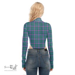 Scottish Pitcairn Hunting Clan Crest Tartan Womens Turtleneck High Cut Bodysuit Stretchy Jumpsuit