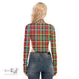 Scottish Ogilvie Clan Tartan Womens Turtleneck High Cut Bodysuit Stretchy Jumpsuit