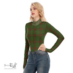 Scottish Maxwell Hunting Clan Tartan Womens Turtleneck High Cut Bodysuit Stretchy Jumpsuit
