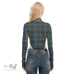 Scottish Nicolson Hunting Ancient Clan Tartan Womens Turtleneck High Cut Bodysuit Stretchy Jumpsuit