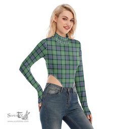 Scottish MacThomas Ancient Clan Tartan Womens Turtleneck High Cut Bodysuit Stretchy Jumpsuit