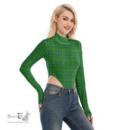 Scottish Wexford County Clan Tartan Womens Turtleneck High Cut Bodysuit Stretchy Jumpsuit