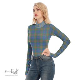 Scottish Stewart of Appin Hunting Ancient Clan Tartan Womens Turtleneck High Cut Bodysuit Stretchy Jumpsuit