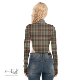 Scottish SCOTT GREEN WEATHERED Clan Tartan Womens Turtleneck High Cut Bodysuit Stretchy Jumpsuit