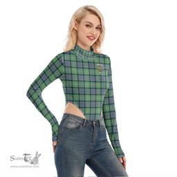 Scottish MacThomas Ancient Clan Crest Tartan Womens Turtleneck High Cut Bodysuit Stretchy Jumpsuit
