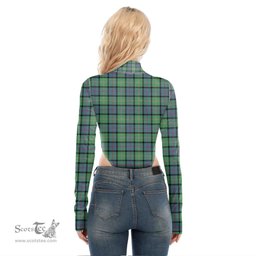 Scottish MacThomas Ancient Clan Crest Tartan Womens Turtleneck High Cut Bodysuit Stretchy Jumpsuit